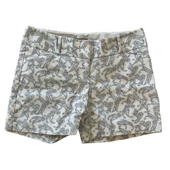 The‎ Limited Women's Size 2 Chino Shorts Paisley Print White Black Flat Front - Picture 3 of 6